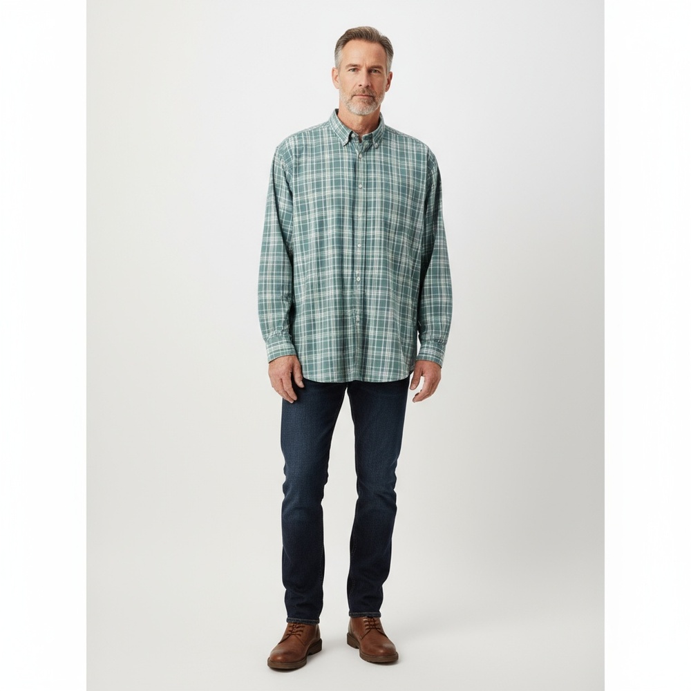 SONOMA GOODS FOR LIFE Plaid Shirt Mens Size XXL Green‎ Blue White Flannel Button